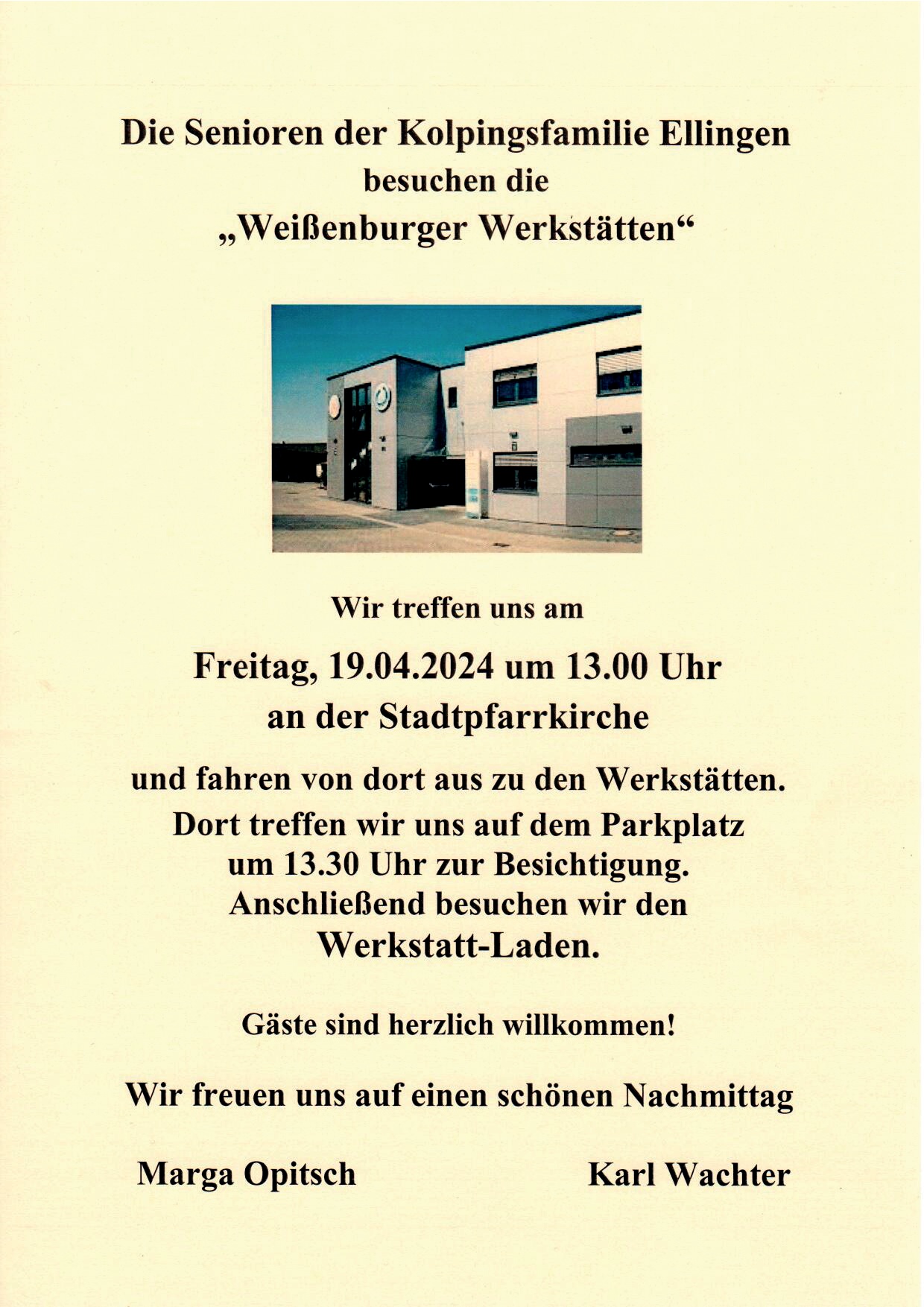 Besuch der Weißenburger Werkstätten Plakat Senioren Ellingen